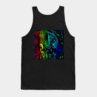 Rainbow Zentangle Elephant with Black Background Tank Top